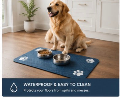 🐾 Absorbent Pet Feeding Mat | Waterproof & Quick-Dry