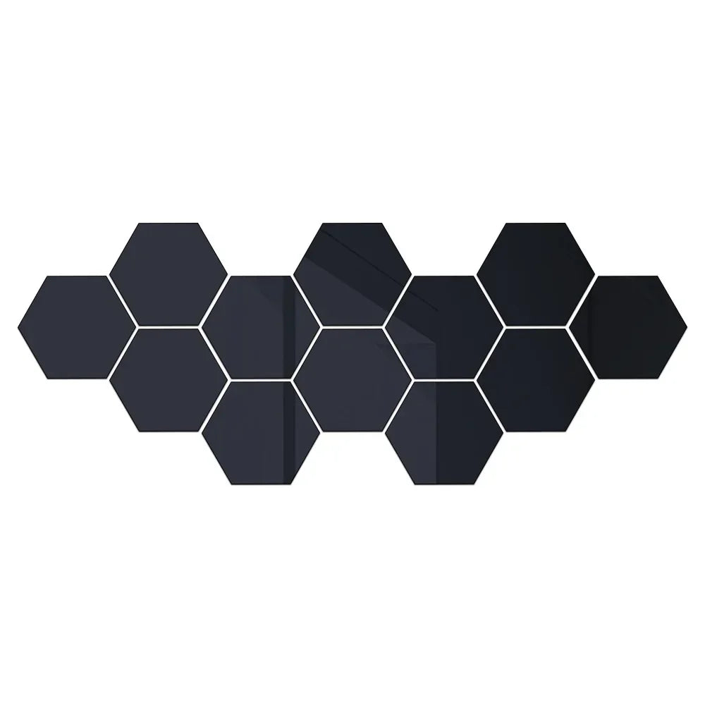 Hexagon Acrylic 3D Mirror Wall Sticker Home Decor DIY Self-Adhesive Mirror Decal Decor Stickers Art Wall Decoration Large 6/12Pc