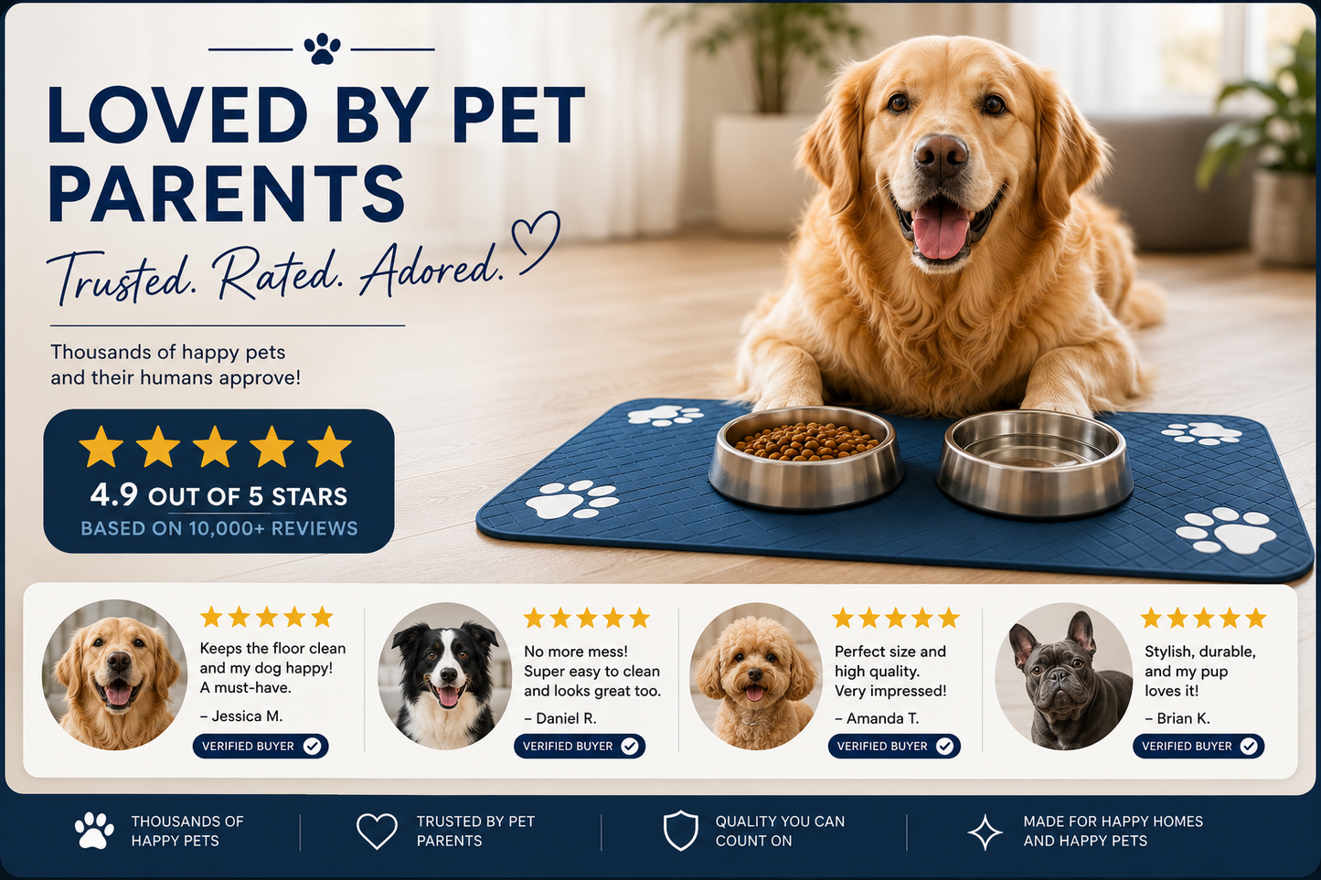 🐾 Absorbent Pet Feeding Mat | Waterproof & Quick-Dry