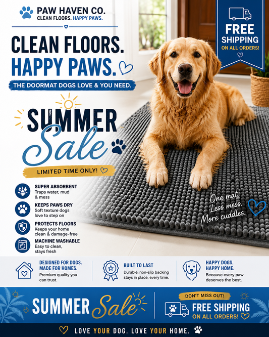 Super Absorbent Dog Door Mat | Non-Slip Washable Mud Mat | 30x20 Grey