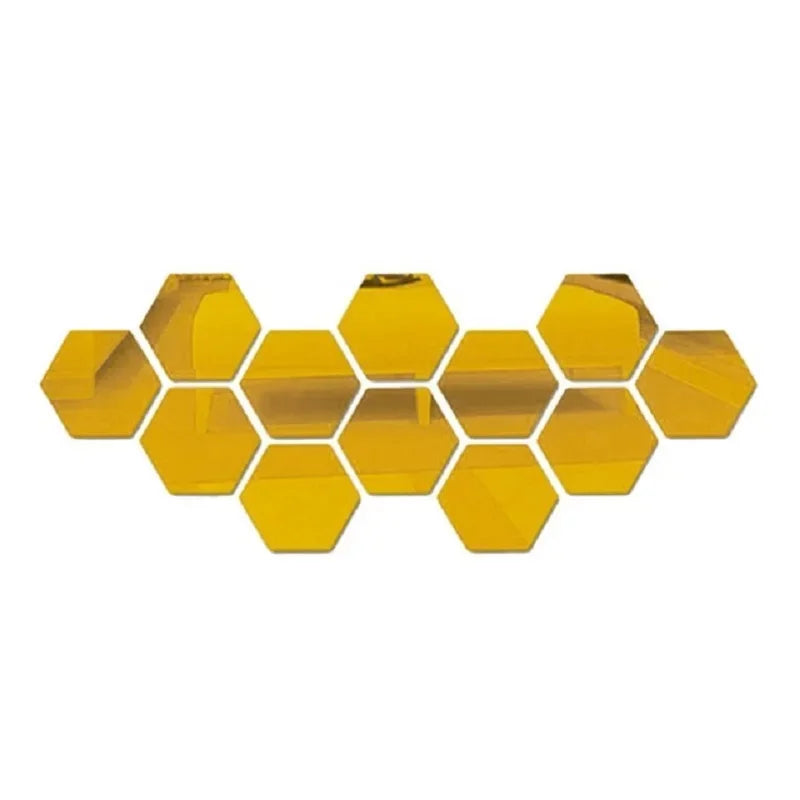 Hexagon Acrylic 3D Mirror Wall Sticker Home Decor DIY Self-Adhesive Mirror Decal Decor Stickers Art Wall Decoration Large 6/12Pc