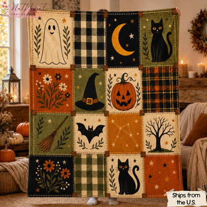 Vintage Halloween Patchwork Throw