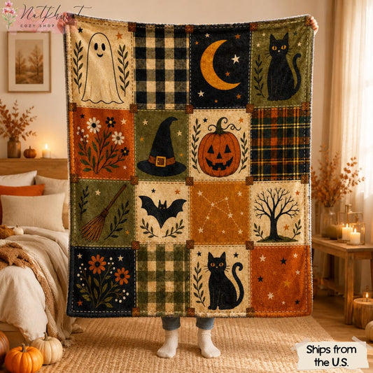 Vintage Halloween Patchwork Throw