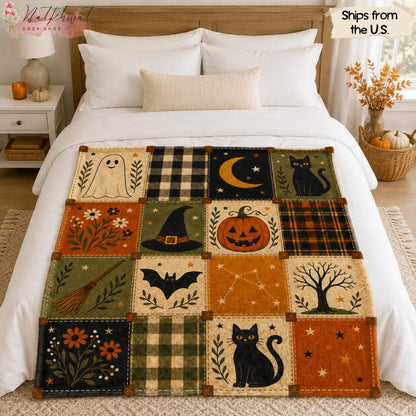 Vintage Halloween Patchwork Throw
